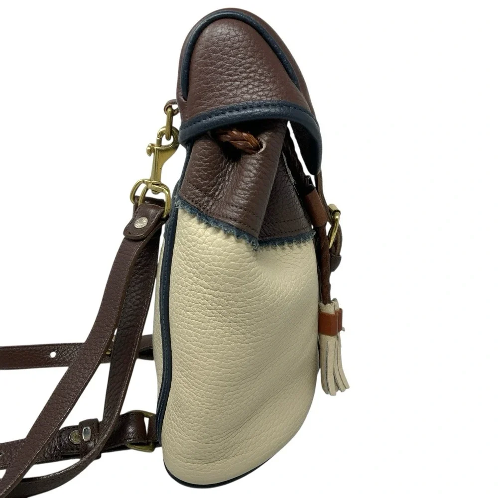 Vintage Dooney & Bourke Teton Cream & Brown Pebbled Leather‎ Backpack Rare USA
